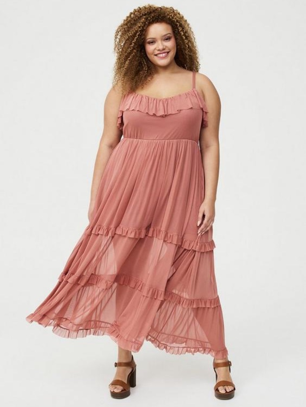 Torrid Mesh V-Neck Tiered Maxi Dress 1X